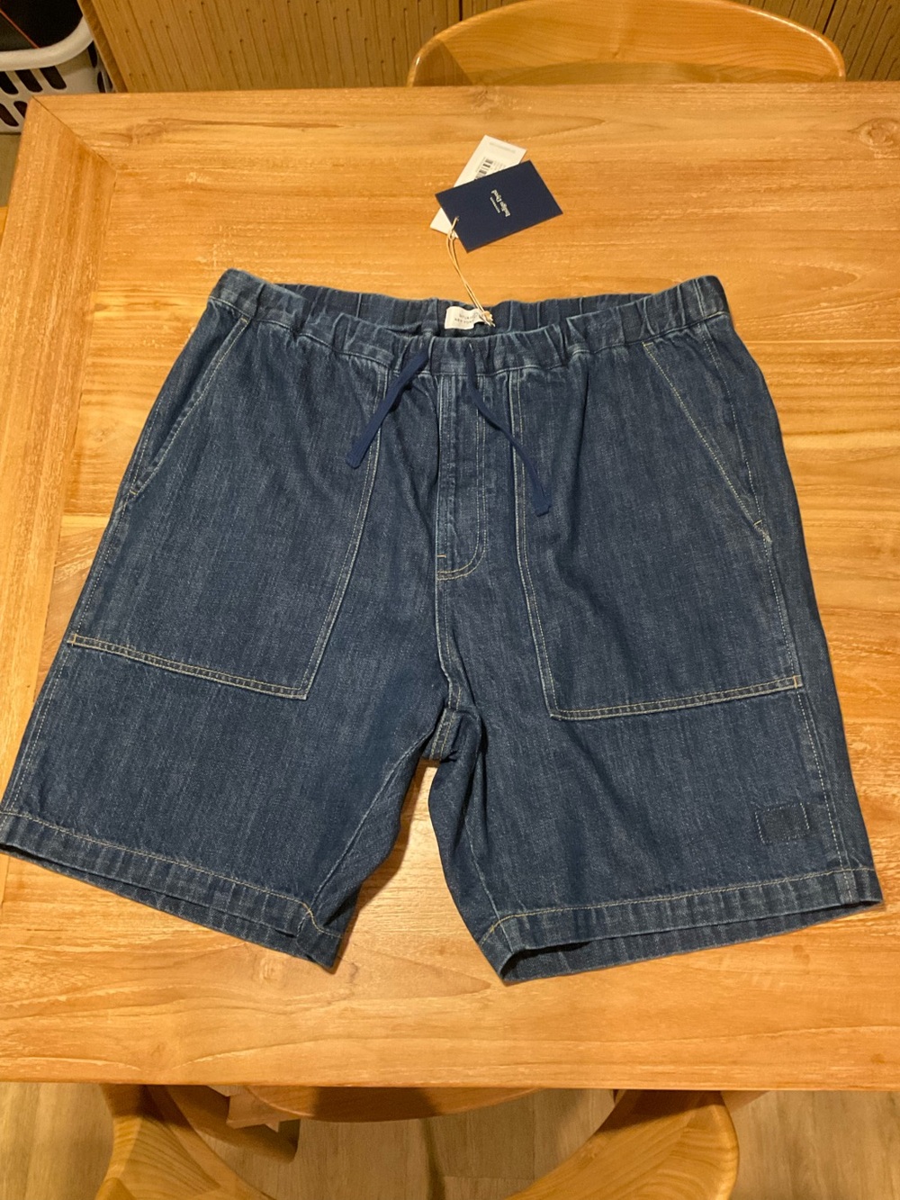 Saturdays New York City Indigo Quinn Denim Drawstring Patch-Pocket Shorts
